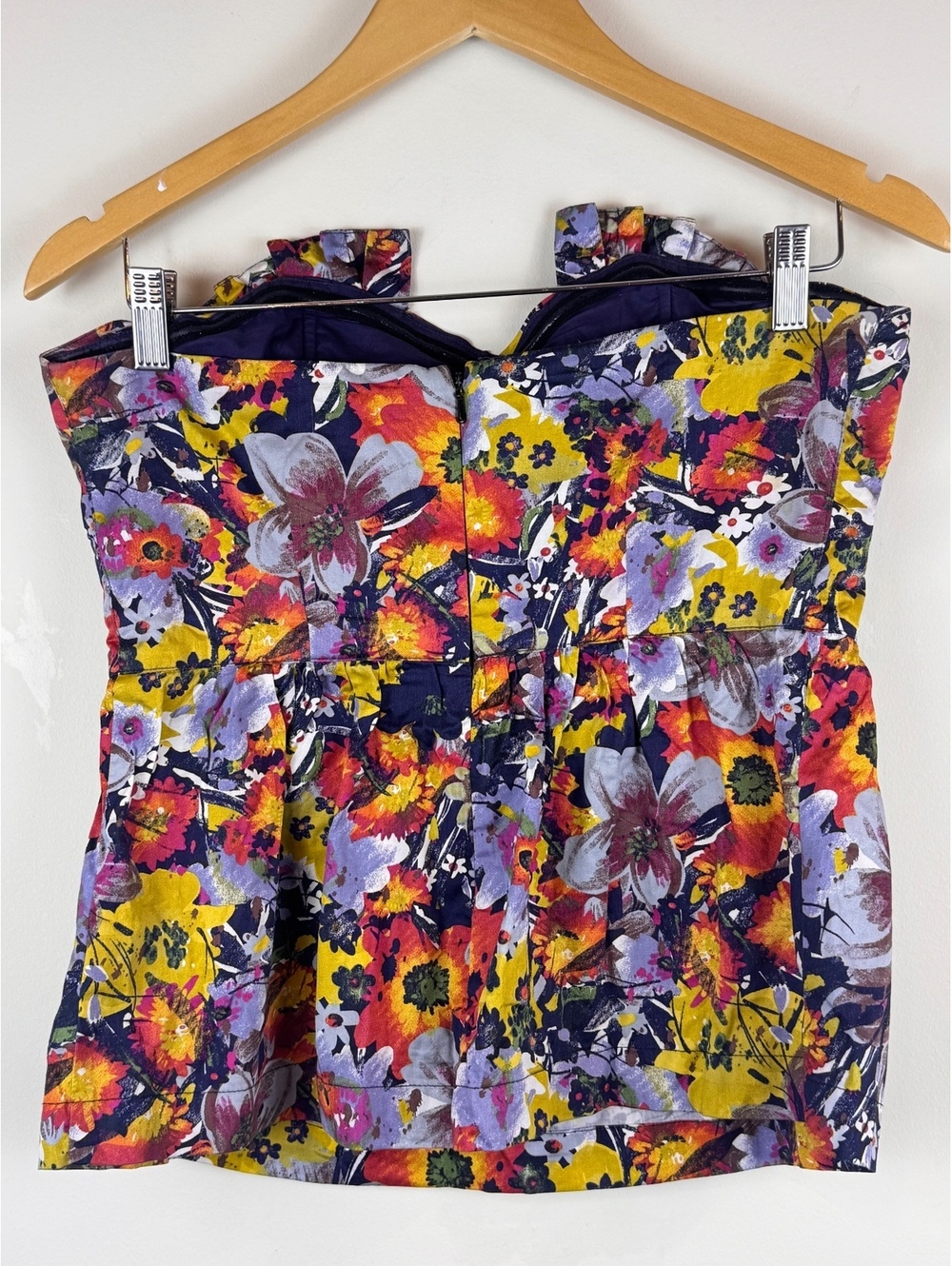 Porridge Anthropologie Floral Strapless Corset Bustier Peplum Top Size 6 - Picture 7 of 10